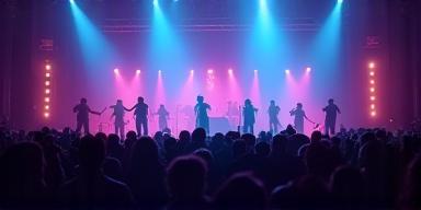 Eventteam på scene under kulturarrangement med publikum.